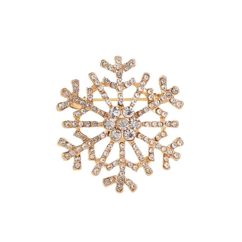 Fashion Pin Snowflake Alloy Plating Diamond Artificial Gemstones Unisex Brooches