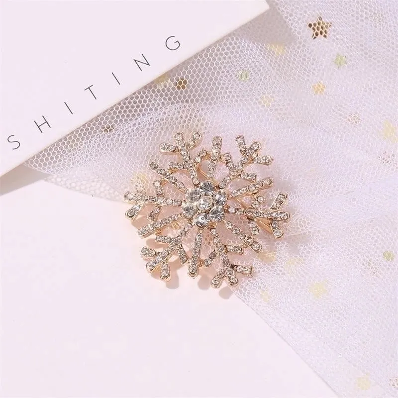 Fashion Pin Snowflake Alloy Plating Diamond Artificial Gemstones Unisex Brooches