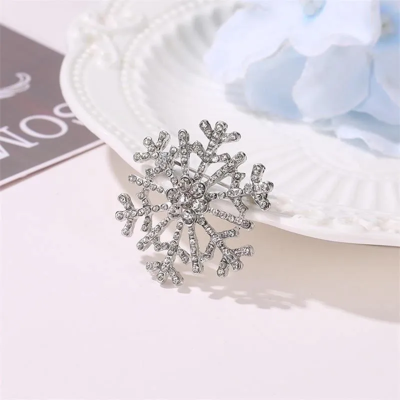 Fashion Pin Snowflake Alloy Plating Diamond Artificial Gemstones Unisex Brooches