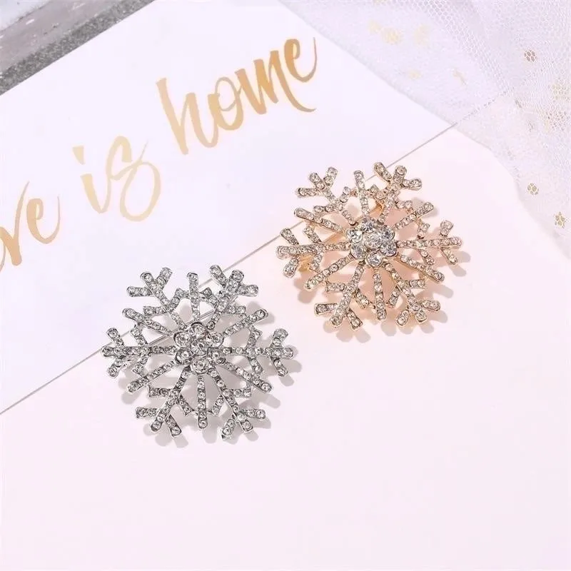 Fashion Pin Snowflake Alloy Plating Diamond Artificial Gemstones Unisex Brooches