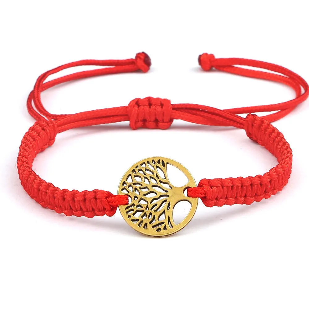 Fashionable And Simple Ladies Woven Tree Of Life Multicolor Cord Adjustable Bracelet