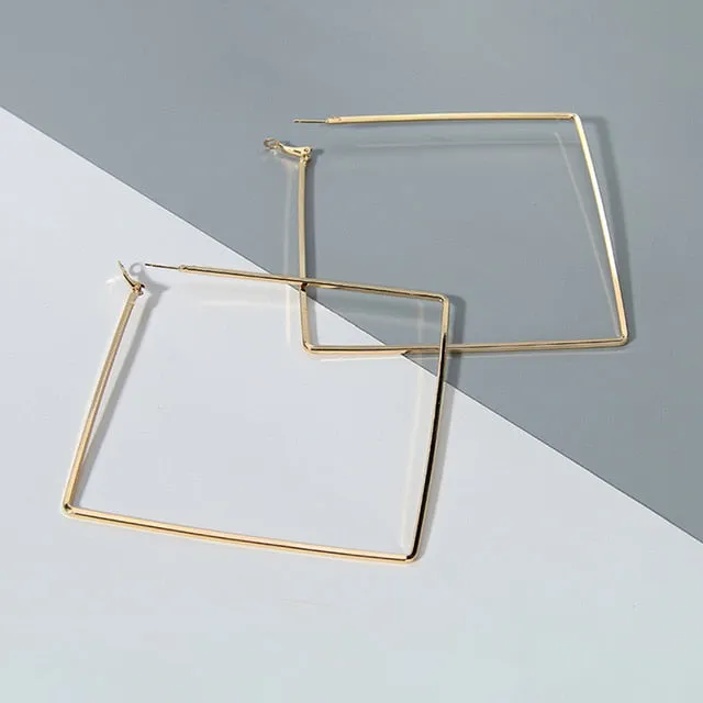 FashionSierra - Trendy Oversize Geometric Big Hoop Earrings