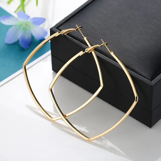 FashionSierra - Trendy Oversize Geometric Big Hoop Earrings