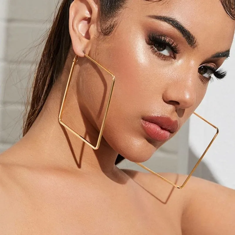 FashionSierra - Trendy Oversize Geometric Big Hoop Earrings