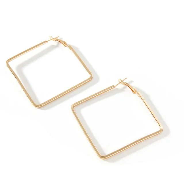 FashionSierra - Trendy Oversize Geometric Big Hoop Earrings