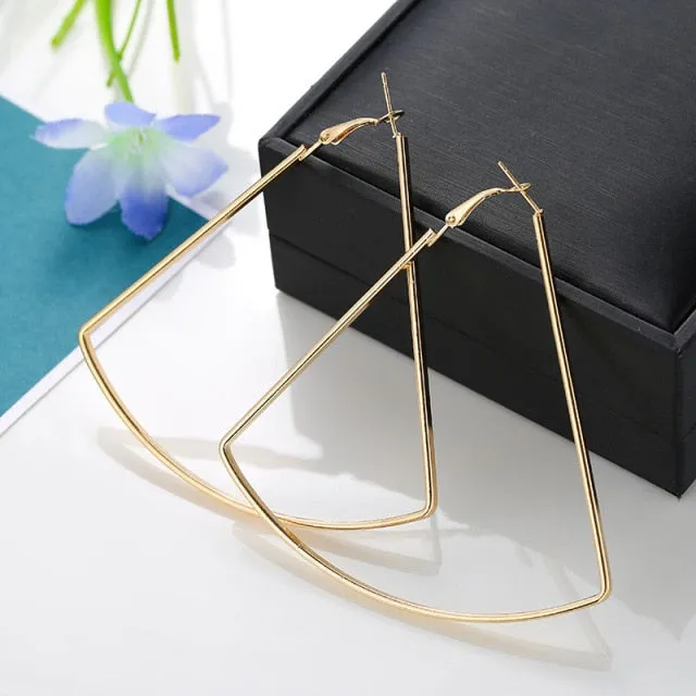 FashionSierra - Trendy Oversize Geometric Big Hoop Earrings