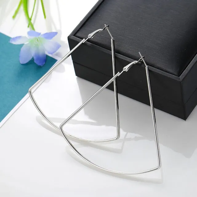 FashionSierra - Trendy Oversize Geometric Big Hoop Earrings