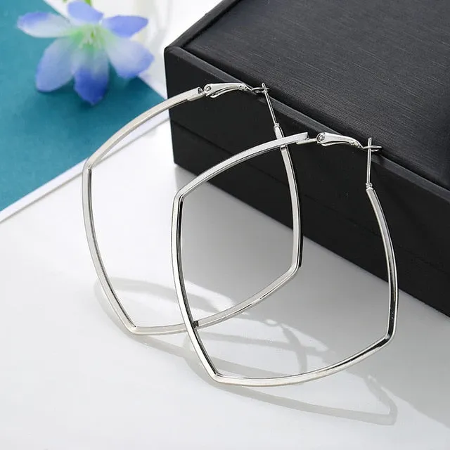 FashionSierra - Trendy Oversize Geometric Big Hoop Earrings