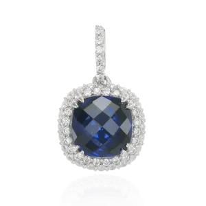 Filigree Cushion Cut Sapphire Pendant