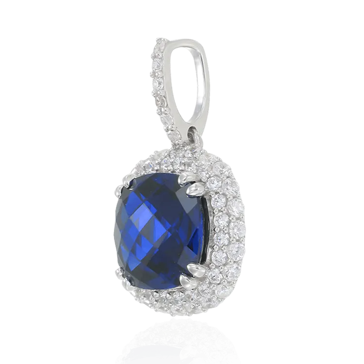 Filigree Cushion Cut Sapphire Pendant