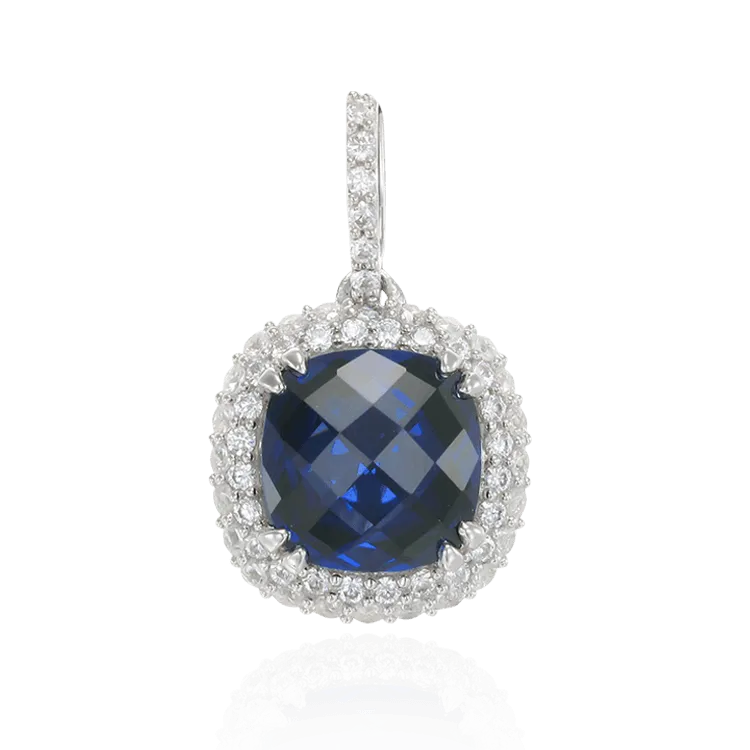 Filigree Cushion Cut Sapphire Pendant