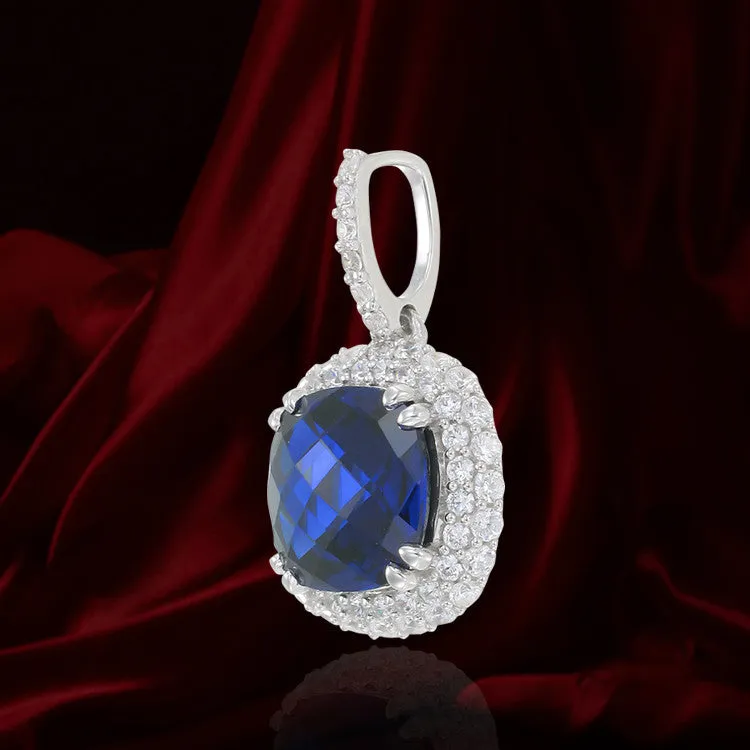 Filigree Cushion Cut Sapphire Pendant