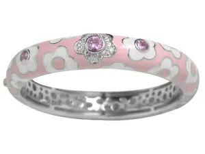 Fleur Stacks - Pink Enamel with CZ Bangle