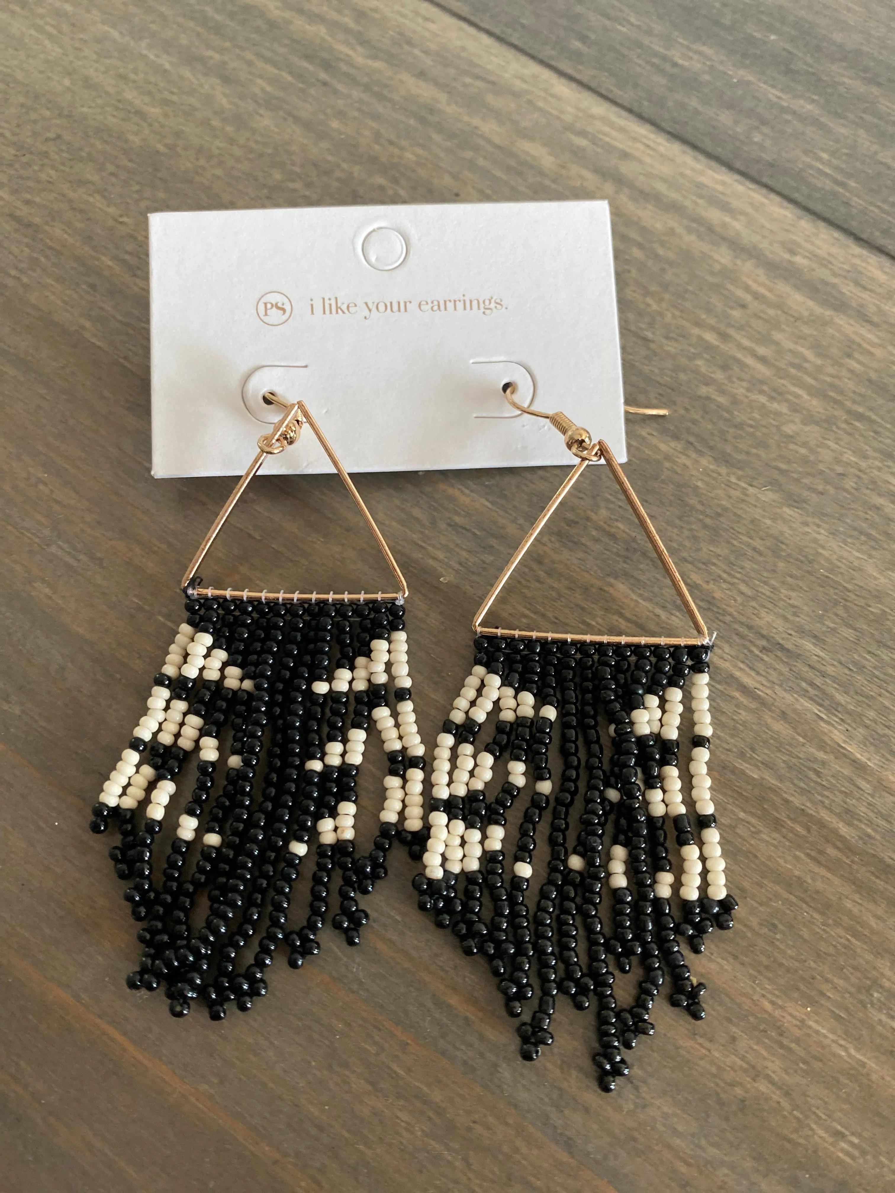 Fringe & stripes beaded boho earrings