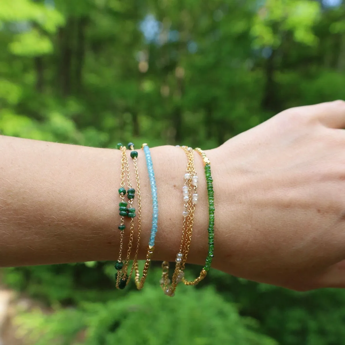 Gemstone Rondelle Bracelet in Green Garnet