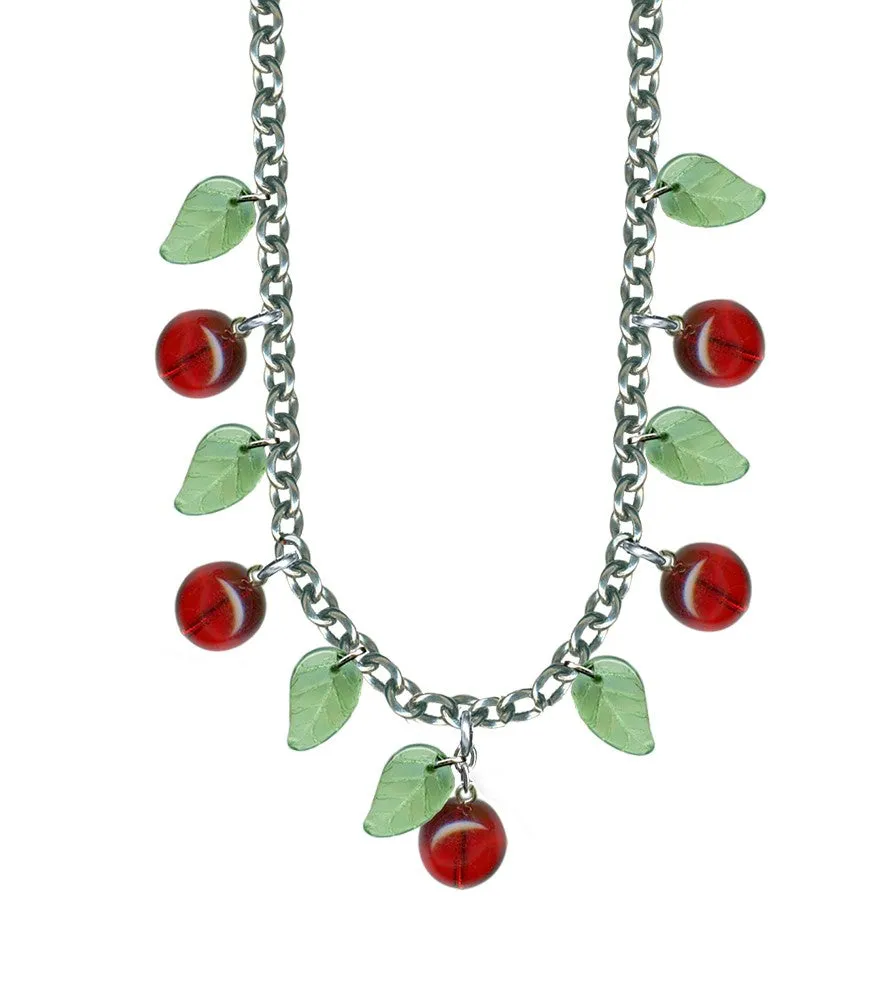 Glass Bead Cherry Necklace by Classic Hardware