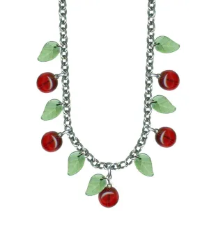 Glass Bead Cherry Necklace by Classic Hardware