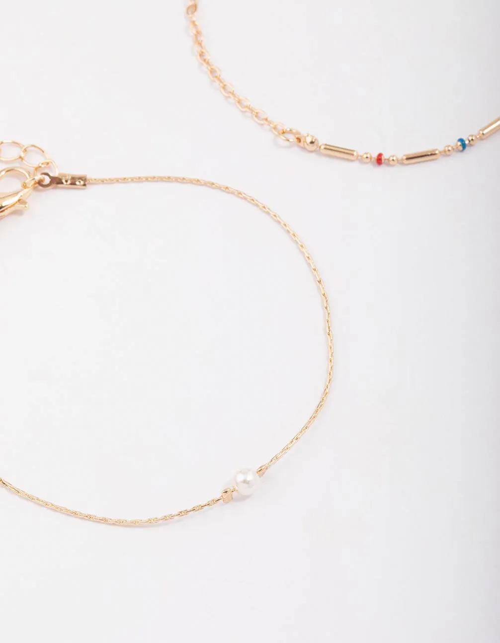 Gold Bead & Pearl Chain Bracelet Pack