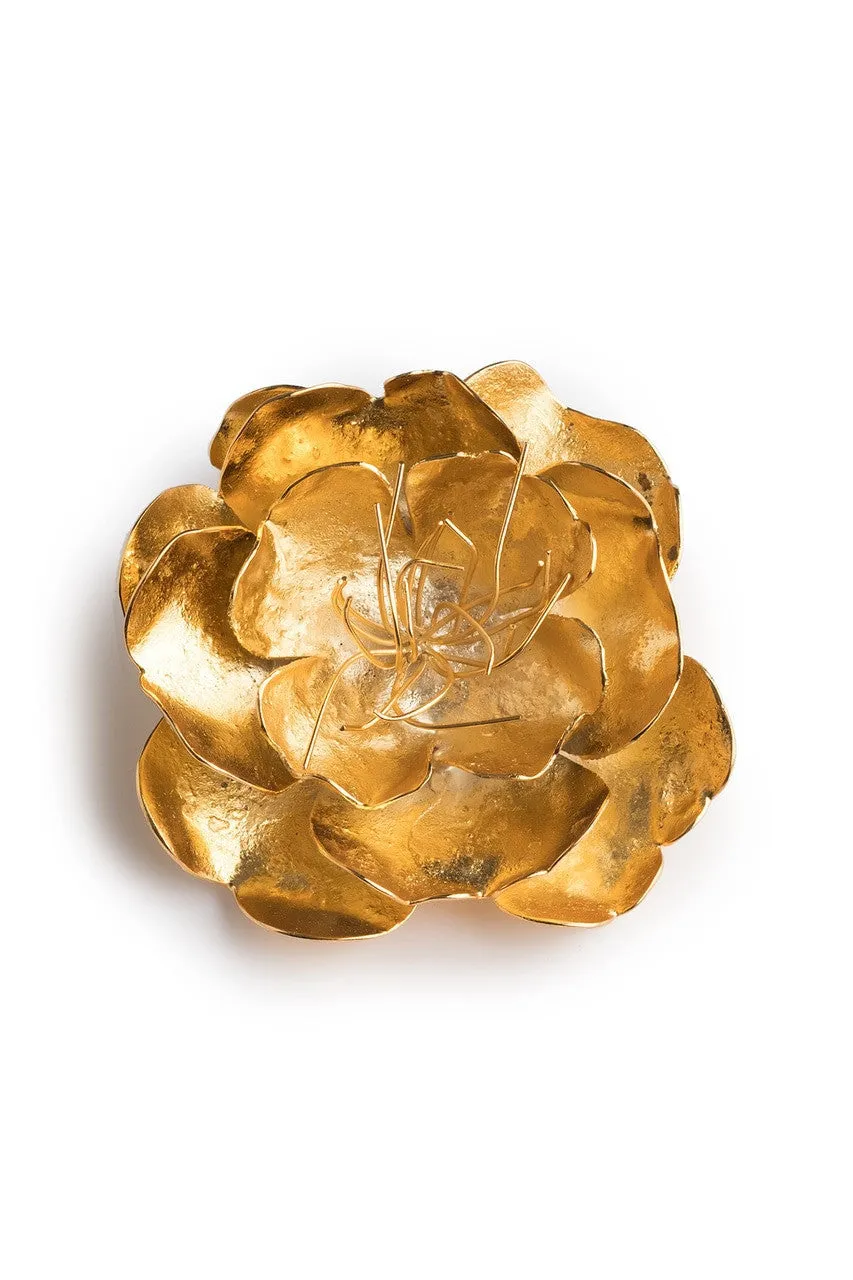 Gold Brass Small Peony Brooch