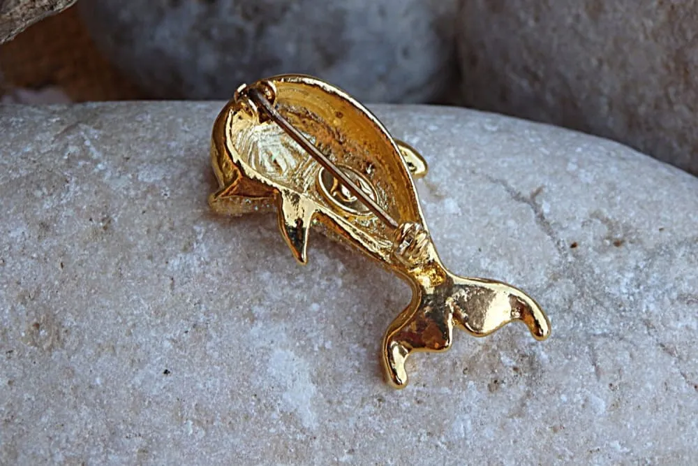 Gold Dolphin Brooch