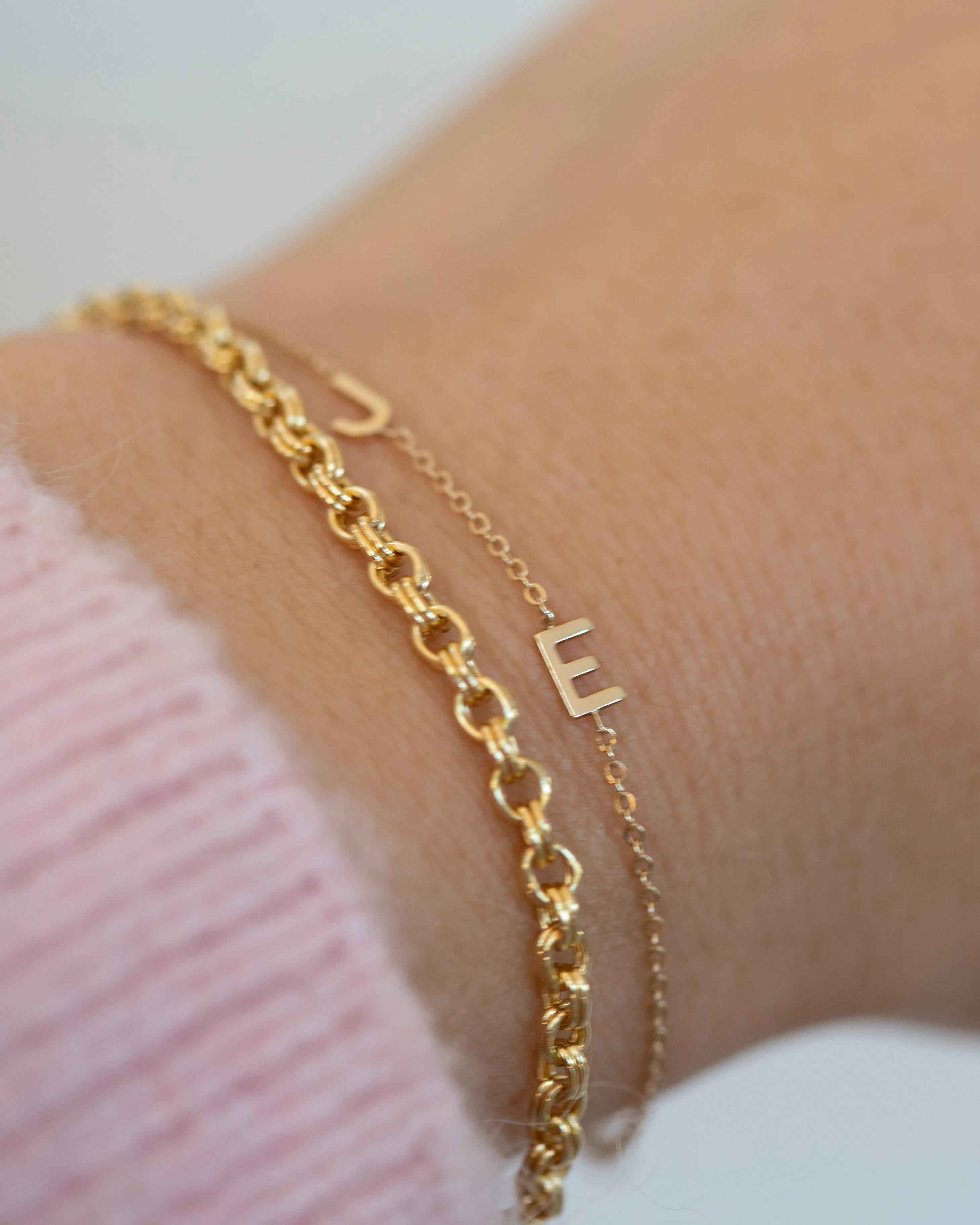 Gold Double Round Cable Chain Bracelet