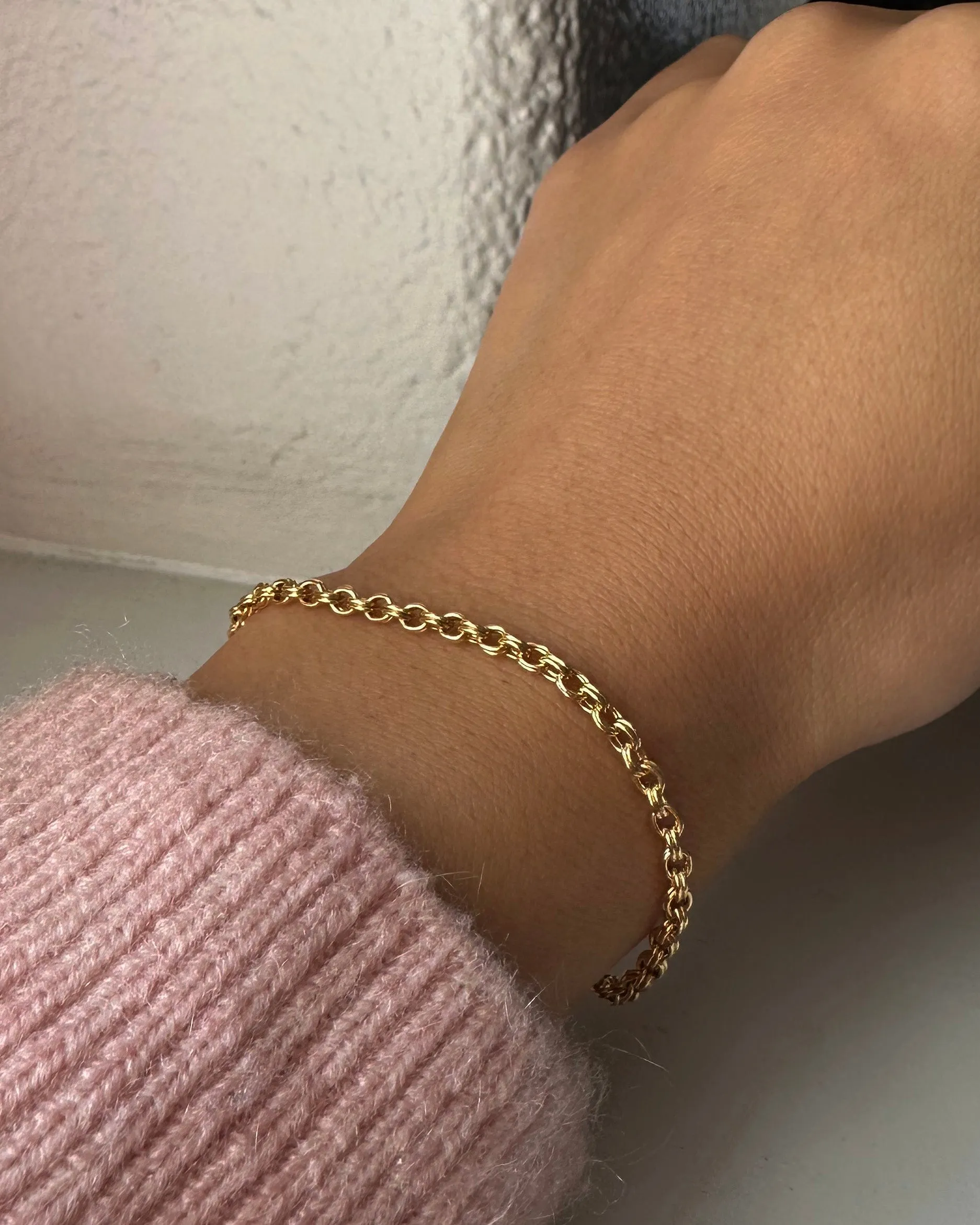 Gold Double Round Cable Chain Bracelet