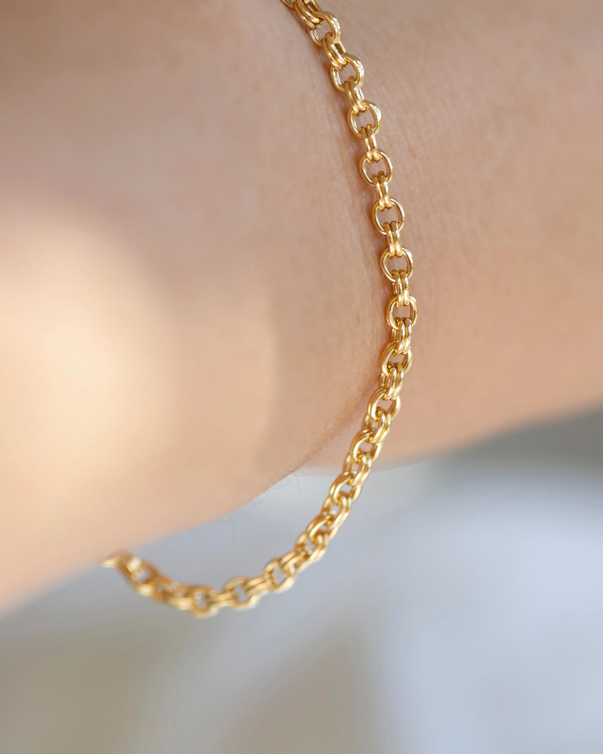 Gold Double Round Cable Chain Bracelet