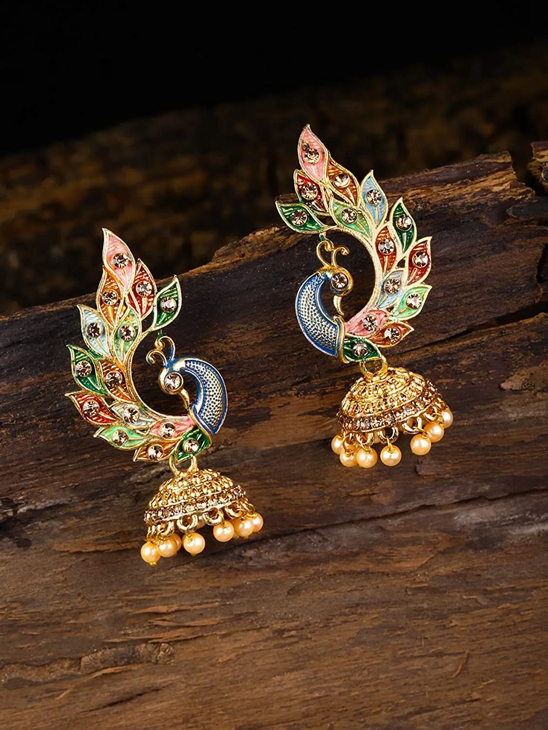 Gold-Plated Indian Jhumka Earrings