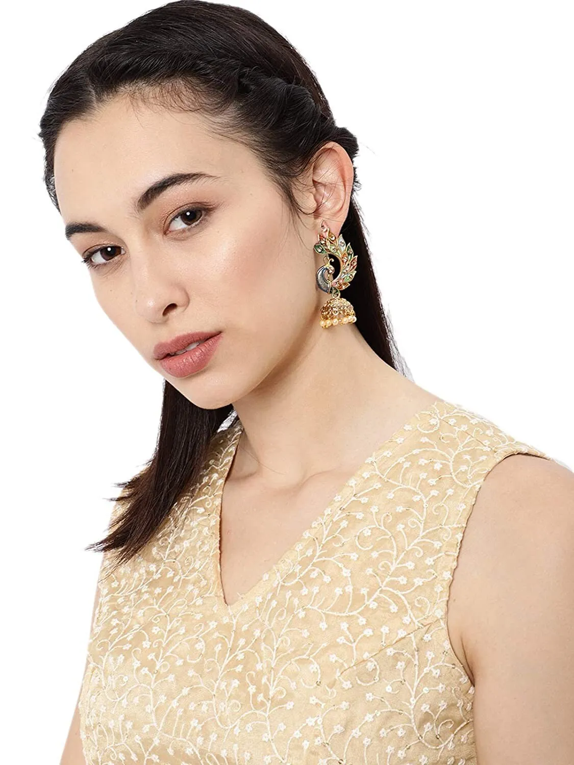 Gold-Plated Indian Jhumka Earrings