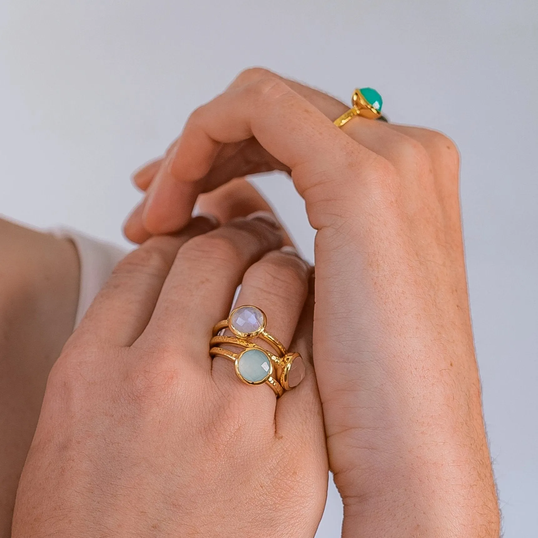 Gold Ring Chrysoprase Estella