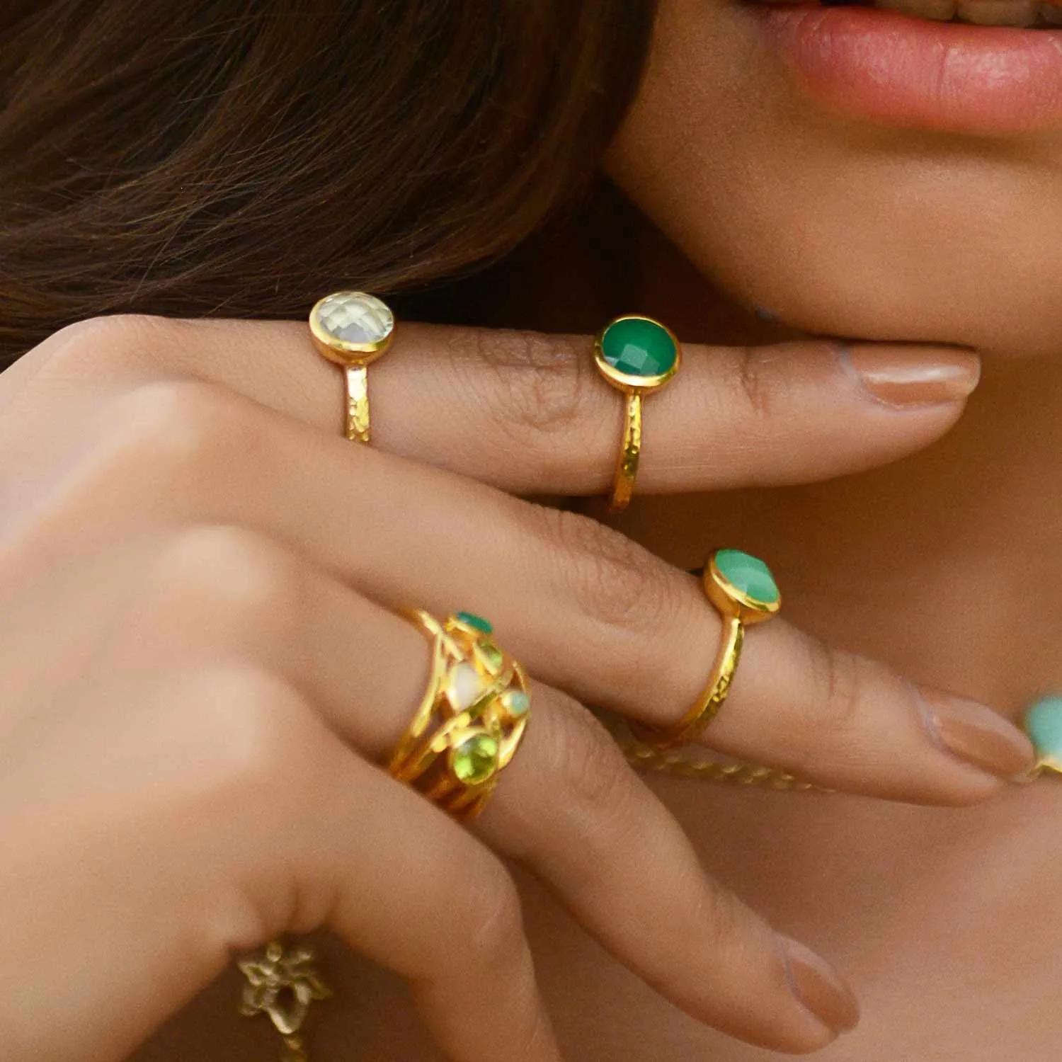 Gold Ring Chrysoprase Estella