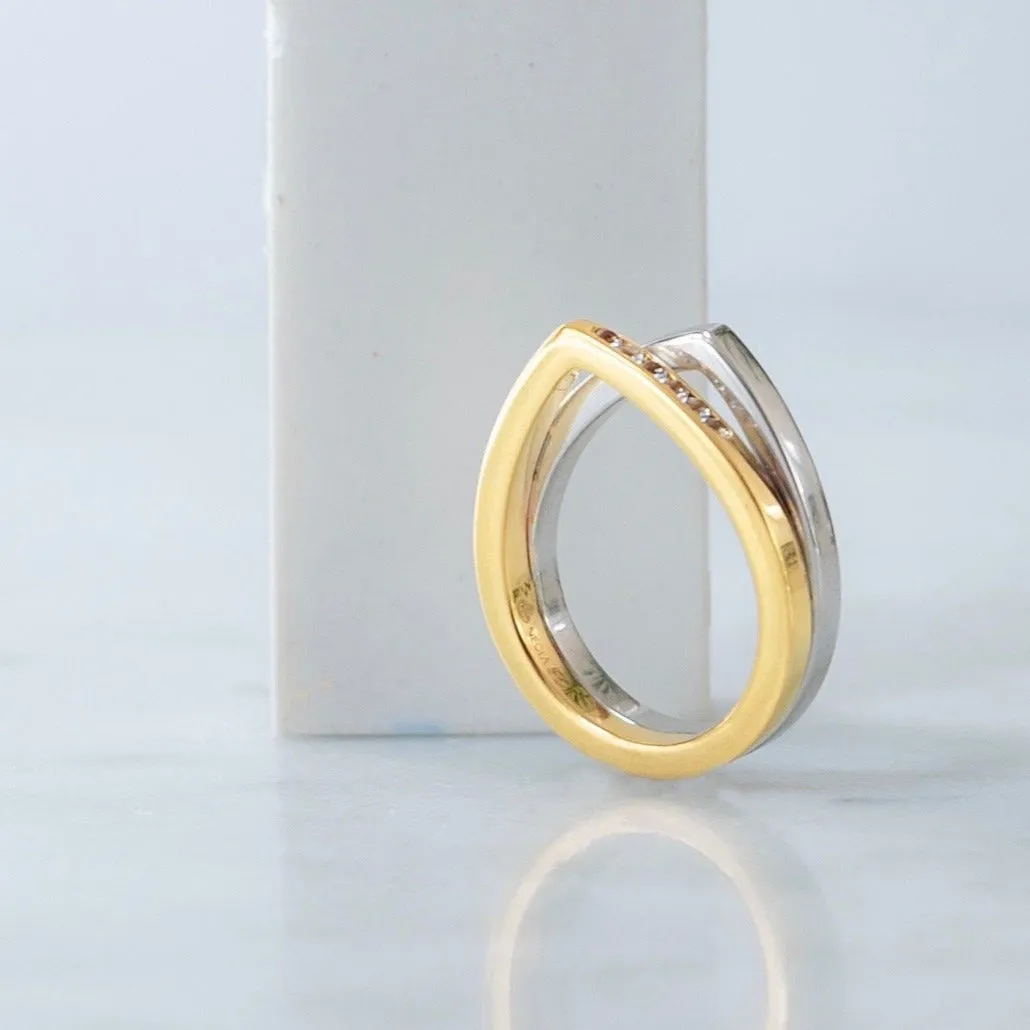 Gold Silver Ring Pave Cara