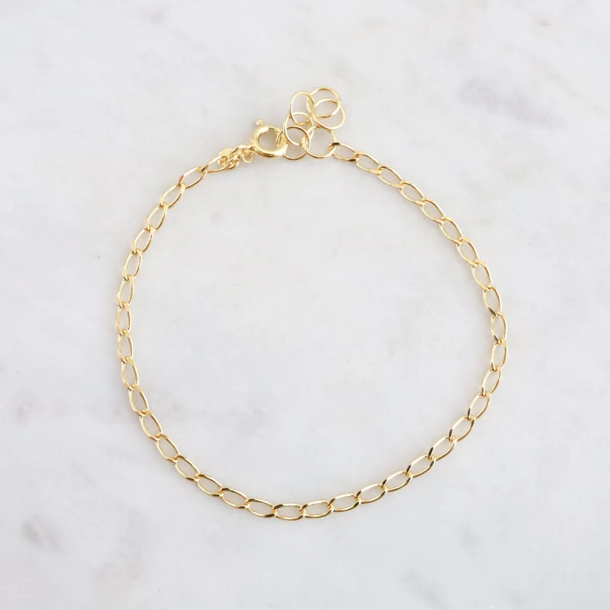 Gold Vermeil Fine Cut Curb Chain Bracelet