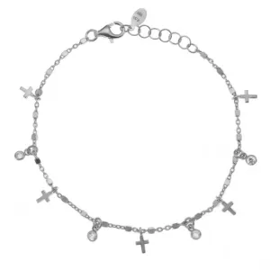 Gregio Simply Me/ Tiny Shiny Bracelet w/ Mini Cross & CZ - Silver