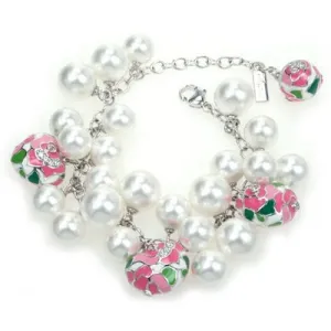 Hearts Botanique - Pink Enamel with White Pearl Bracelet