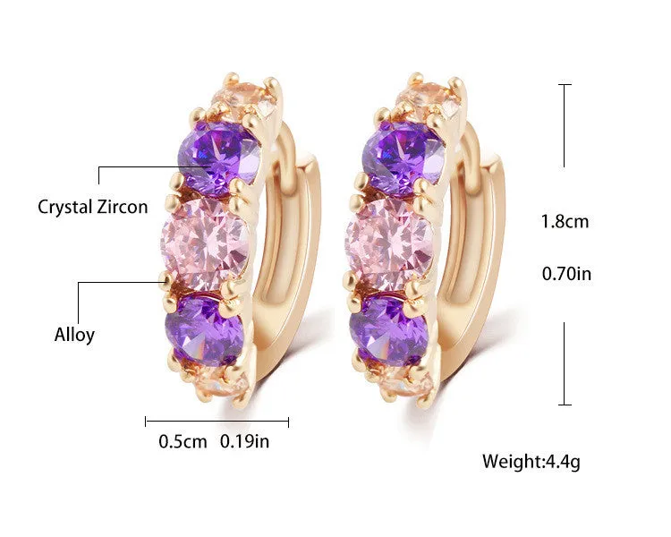 High Quality 18K Gold Plated Brinco Fashion Party Jewelry Hoop Earrings CZ Multicolor Cubic Zircon Earrings For Women Gift