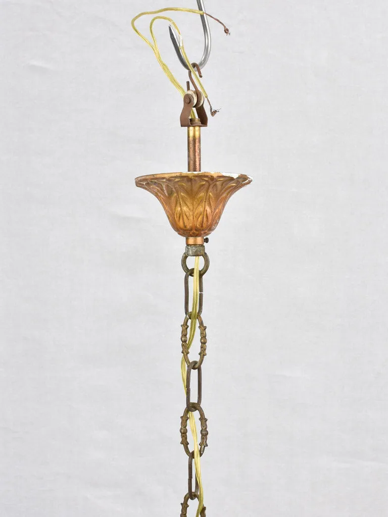 Italian chandelier, amber glass pendants 32", 1950