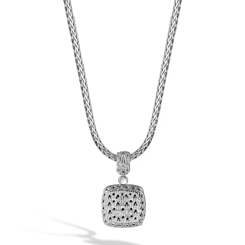 John Hardy Classic Chain Square Pendant with Black Sapphire