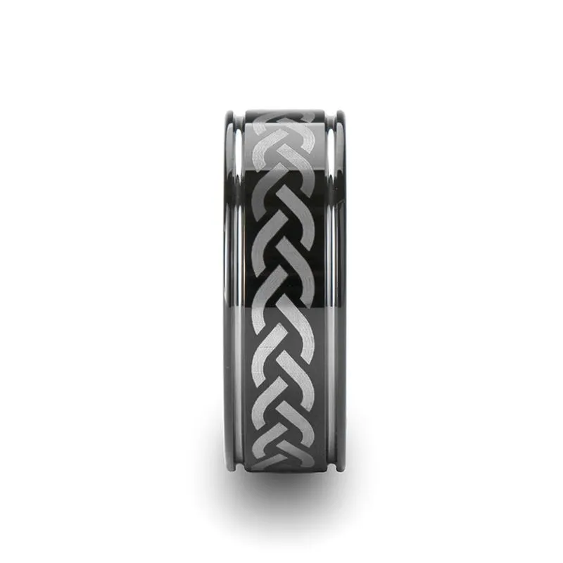 KILMORE | Tungsten Ring with Celtic Pattern