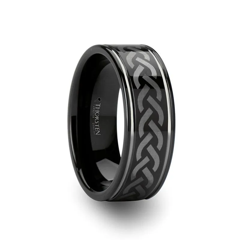 KILMORE | Tungsten Ring with Celtic Pattern