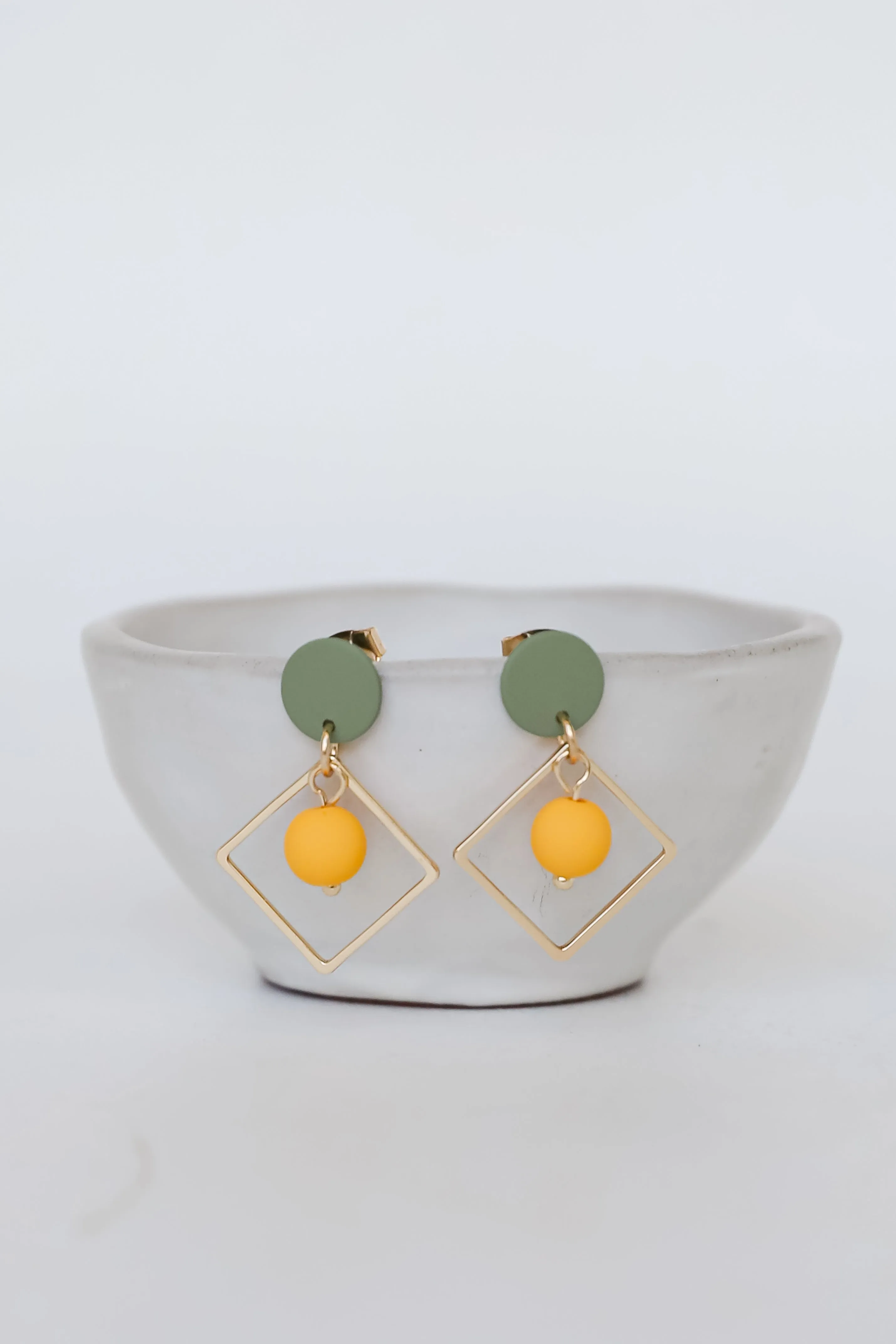 Kylie Green Square Drop Earrings