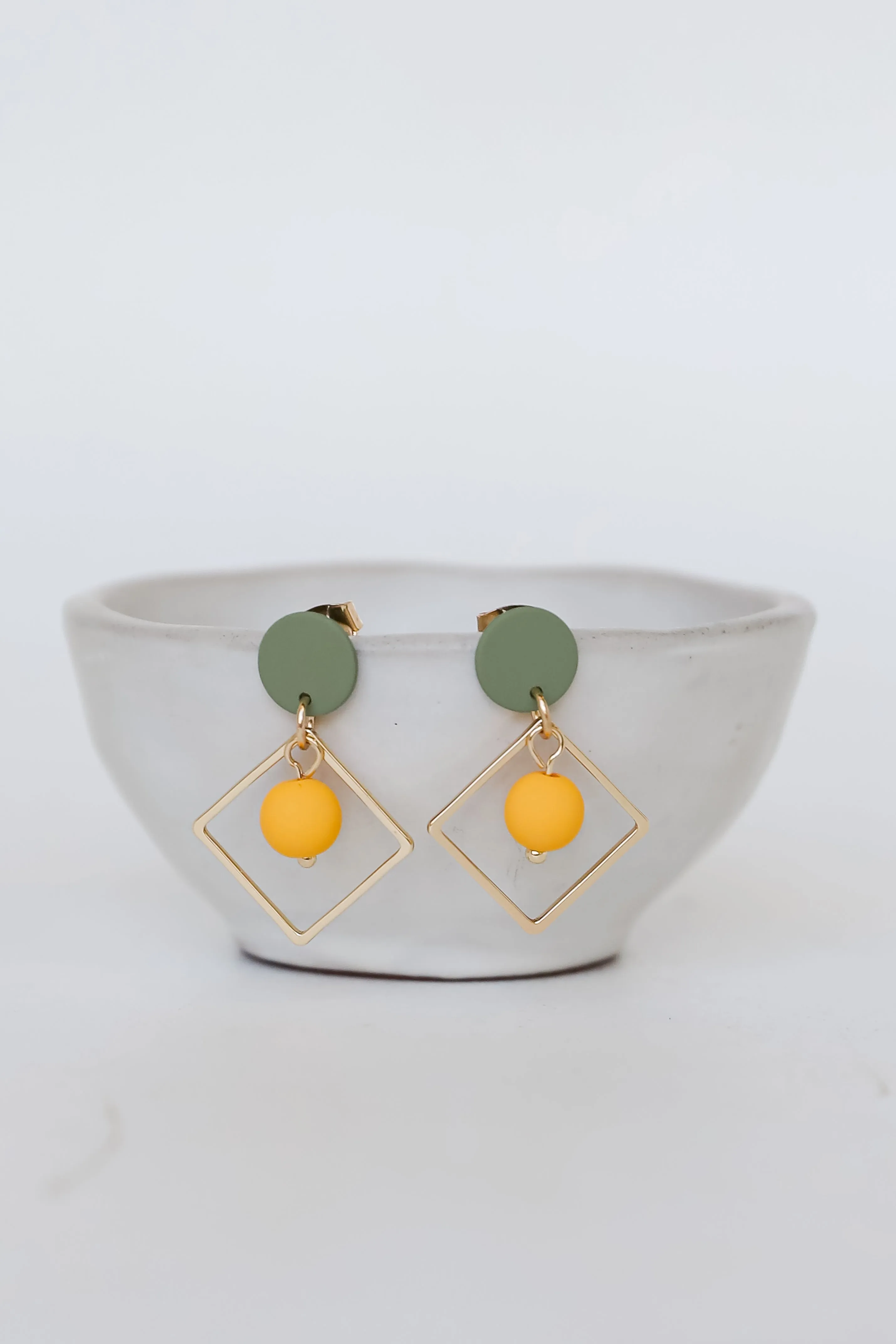 Kylie Green Square Drop Earrings