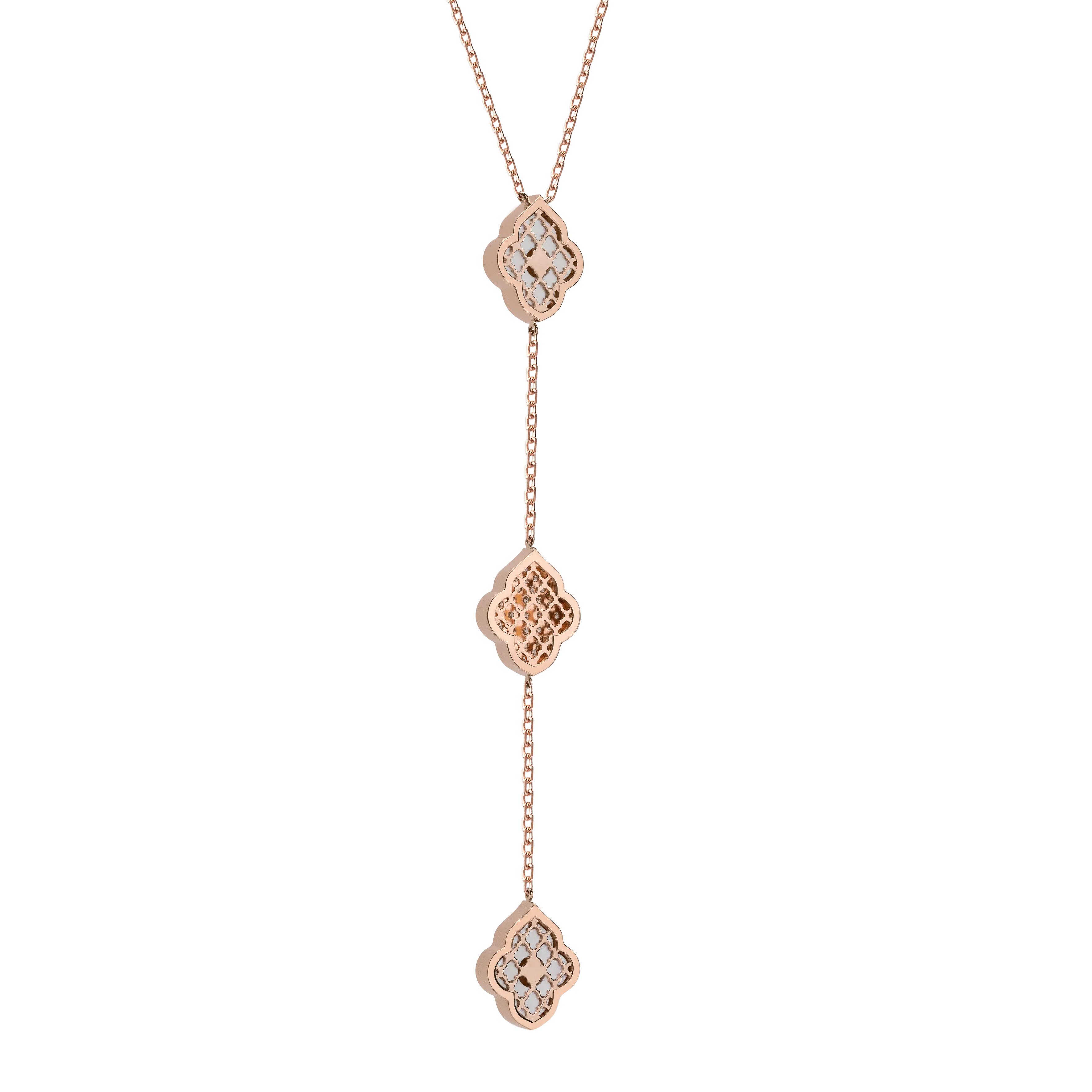 LUCE COLOUR - NECKLACE ROSE GOLD PAVE MOTHER OF PEARL & 2 DIAMONDS S