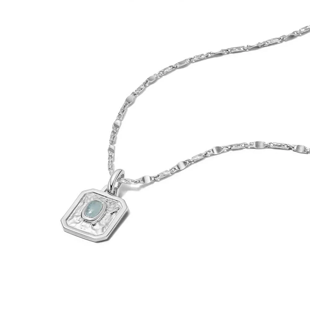 March Aquamarine Birthstone Necklace Sterling Silver