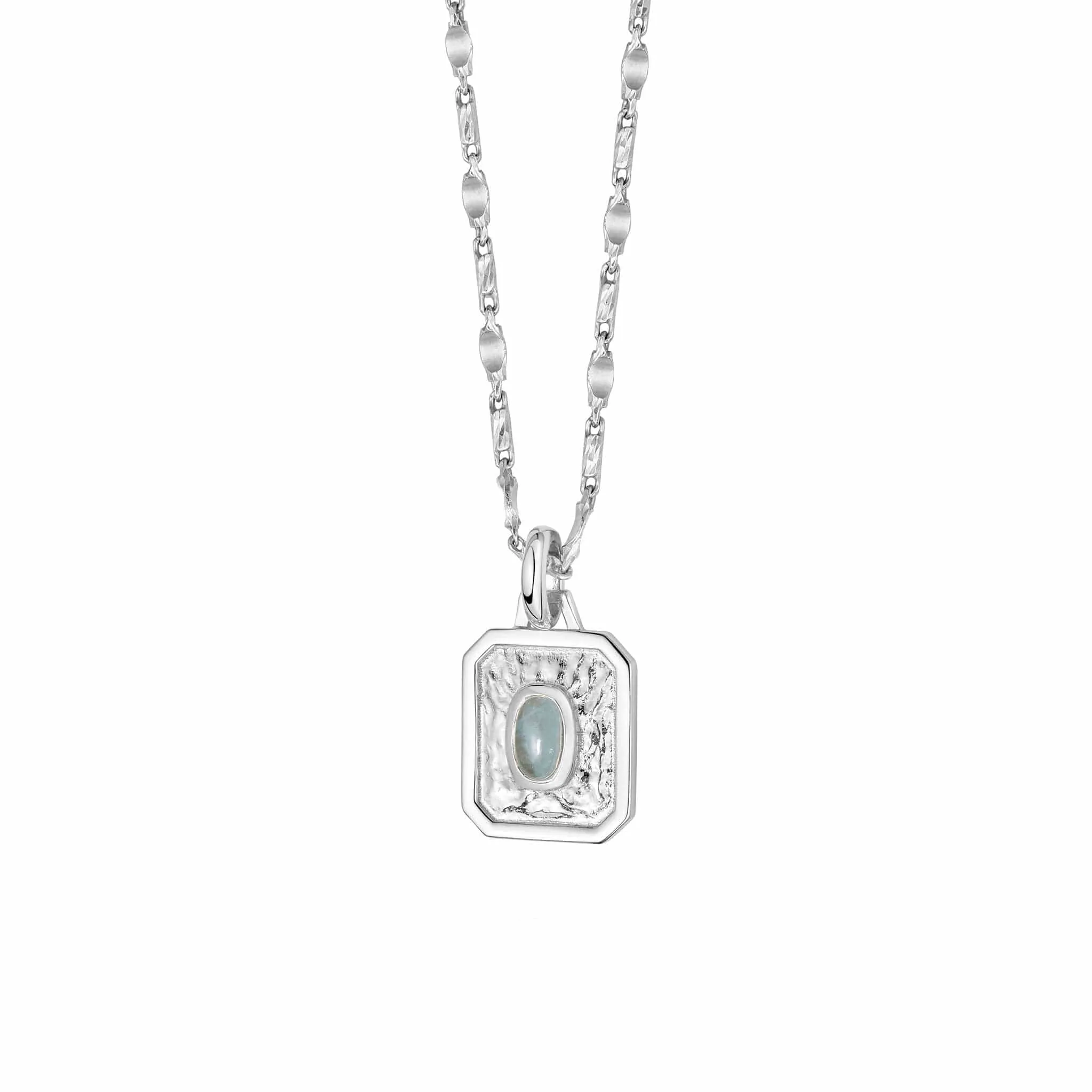 March Aquamarine Birthstone Necklace Sterling Silver