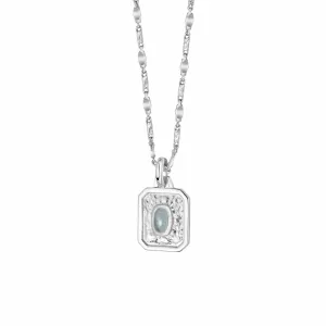 March Aquamarine Birthstone Necklace Sterling Silver