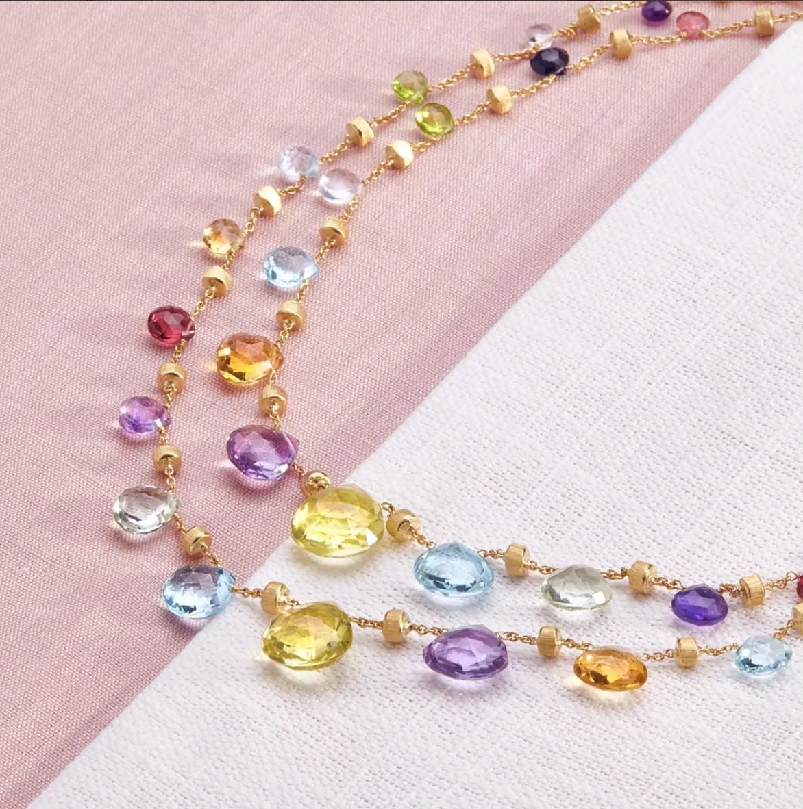 Marco Bicego 18k Yellow Gold Mixed Stones Necklace from Paradise Collection 36in.  CB1871 MIX01 Y 02