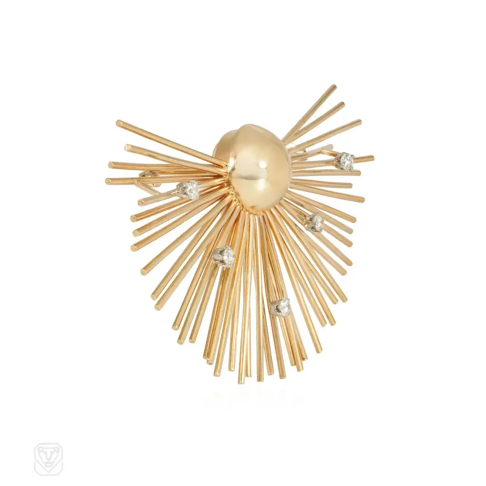 Marianne Ostier diamond and gold sputnik brooch