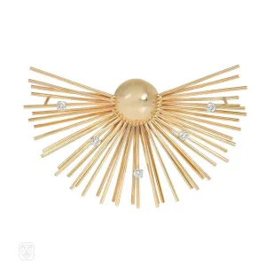 Marianne Ostier diamond and gold sputnik brooch