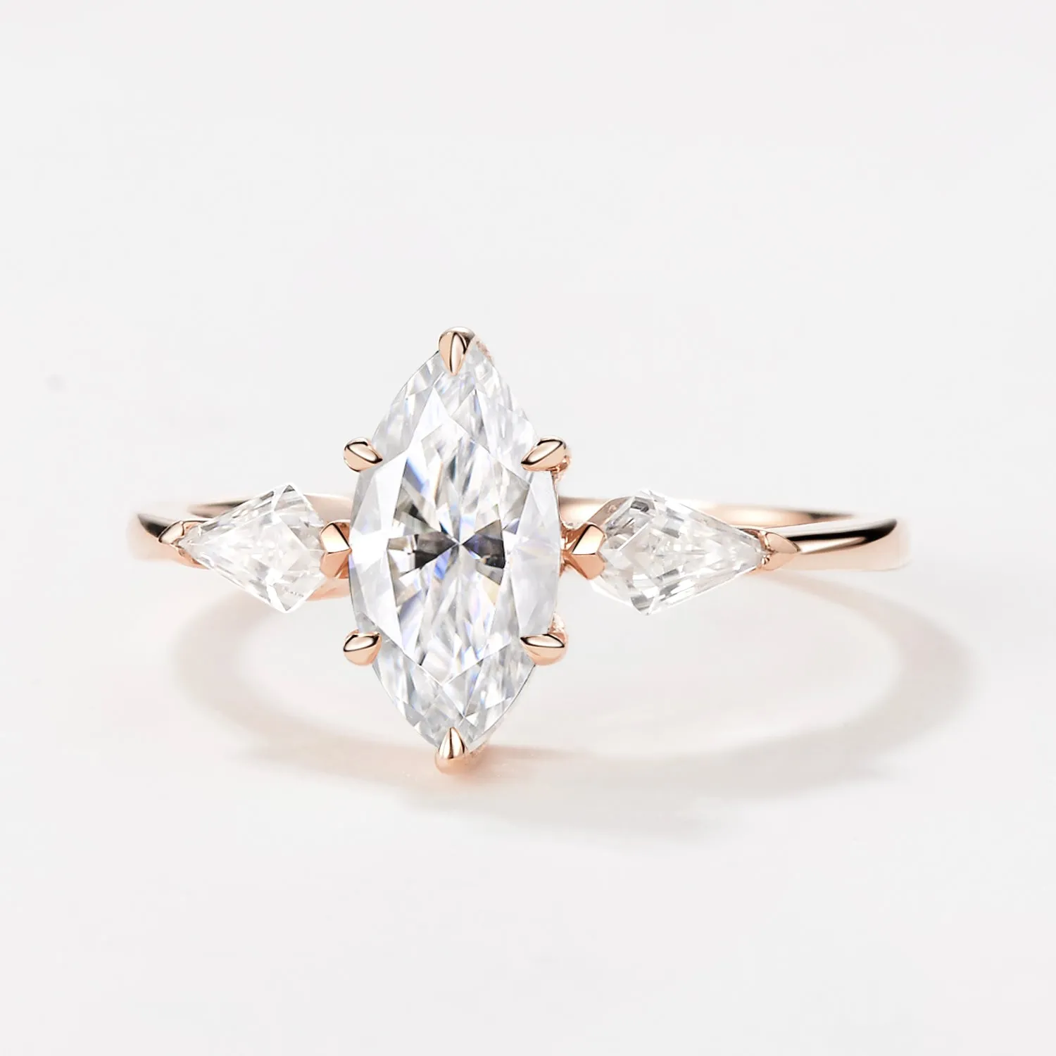 Marquise Cut Moissanite Classic Three-stone Engagement Ring